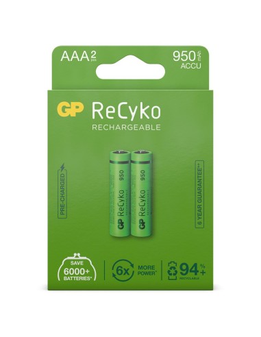 AAA batterij Oplaadbaar GP NiMH 950 mAh ReCyko 1,2V 2 stuks