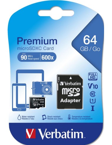 Carte mémoire Micro SD avec adaptateur SD 64GB