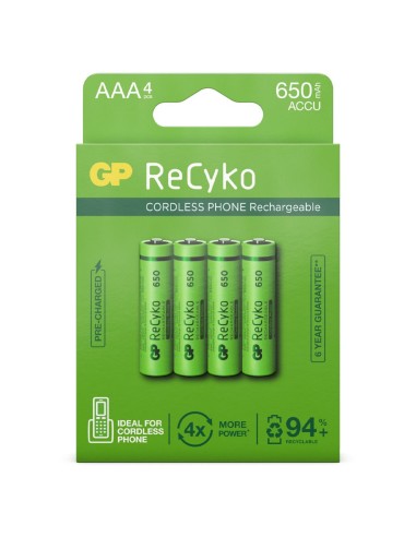 AAA pile Rechargeable GP NiMH 650 mAh ReCyko 1,2V 4 pièces