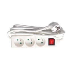 BLOC MULTIPRISE - 3 PRISES - AVEC INTERRUPTEUR - CÂBLE DE 3 m - TERRE FRANÇAISE