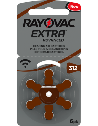 Rayovac Extra Advanced Hearing Aid Zinc-Air 312A blister 6