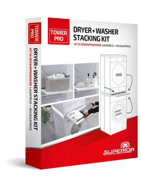 Superior SUPSLW001 Tower Pro - Support pour empiler le lave-linge et le sèche-linge, avec étagère amovible