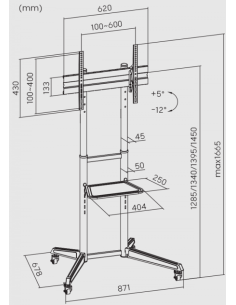Support TV 37-70 PRO sur pied avec roulettes SUPERIOR 2