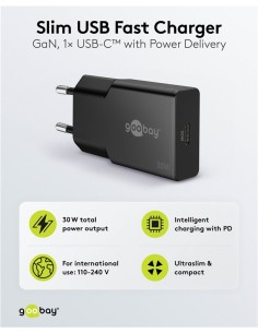 30 W Chargeur Rapide USB-C PD GaN Slim noir 2