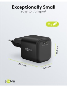 20 W Chargeur Rapide USB-C PD GaN Nano noir 2