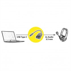 Adaptateur type C - 2x 3,5mm audio, M/F, 0,13 m ROLINE 2