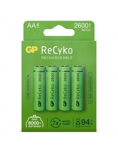 AA batterij Oplaadbaar GP NiMH 2600 mAh ReCyko 1,2V 4 stuks