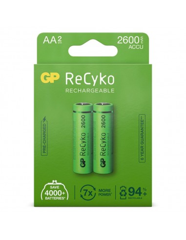 AA batterij Oplaadbaar GP NiMH 2600 mAh ReCyko 1,2V 2 stuks