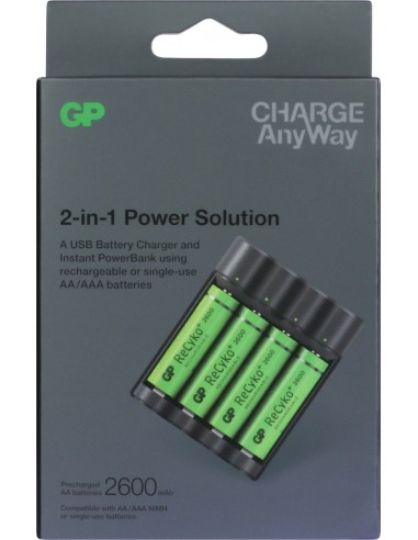 Powerbank + Chargeur GP X411 4 x ReCyko+ 2600 mAh 1.0A