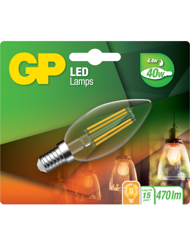 Ampoule LED GP 078128 E14 B35 Bougie  Filament 4W 1 pièce