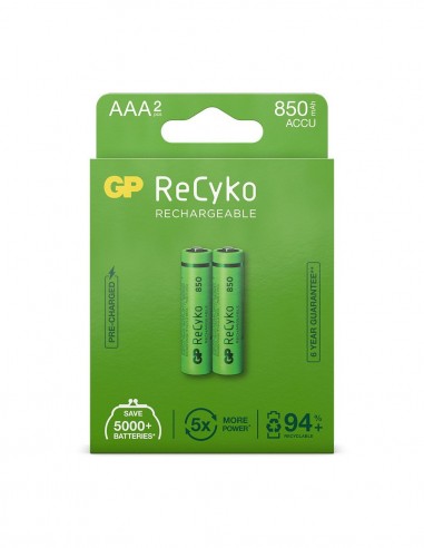 AAA pile Rechargeable GP NiMH 850 mAh ReCyko 1,2V 2 pièces