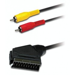 Câble péritel mâle/3 cinchs in vidéo + audio 2m50